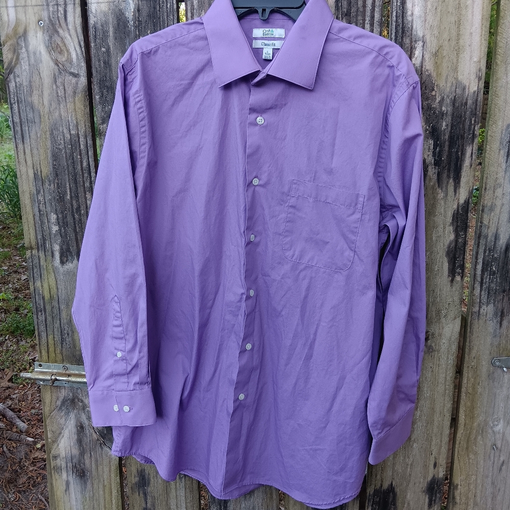 CROFT & BARROW Men's Purple Dress Shirt L Classic Fit